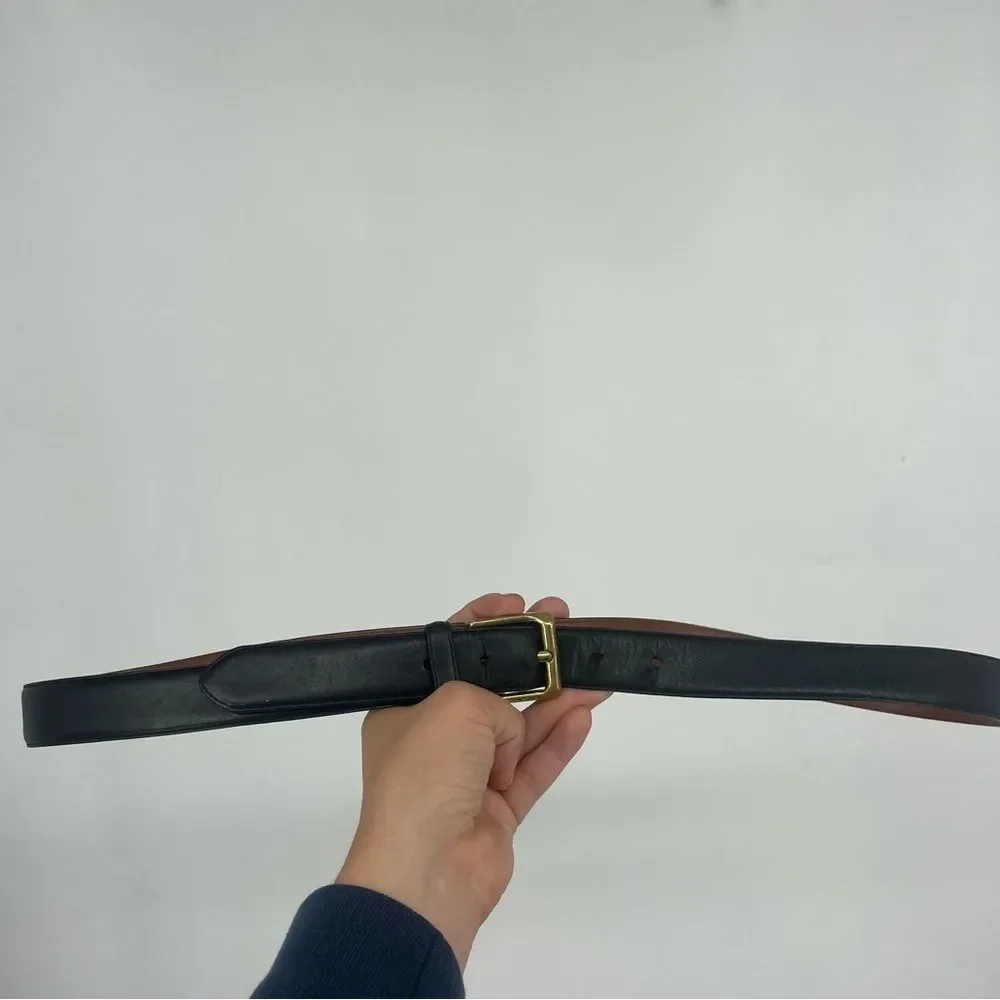 Coach Black Leather Belt with Gold Buckle